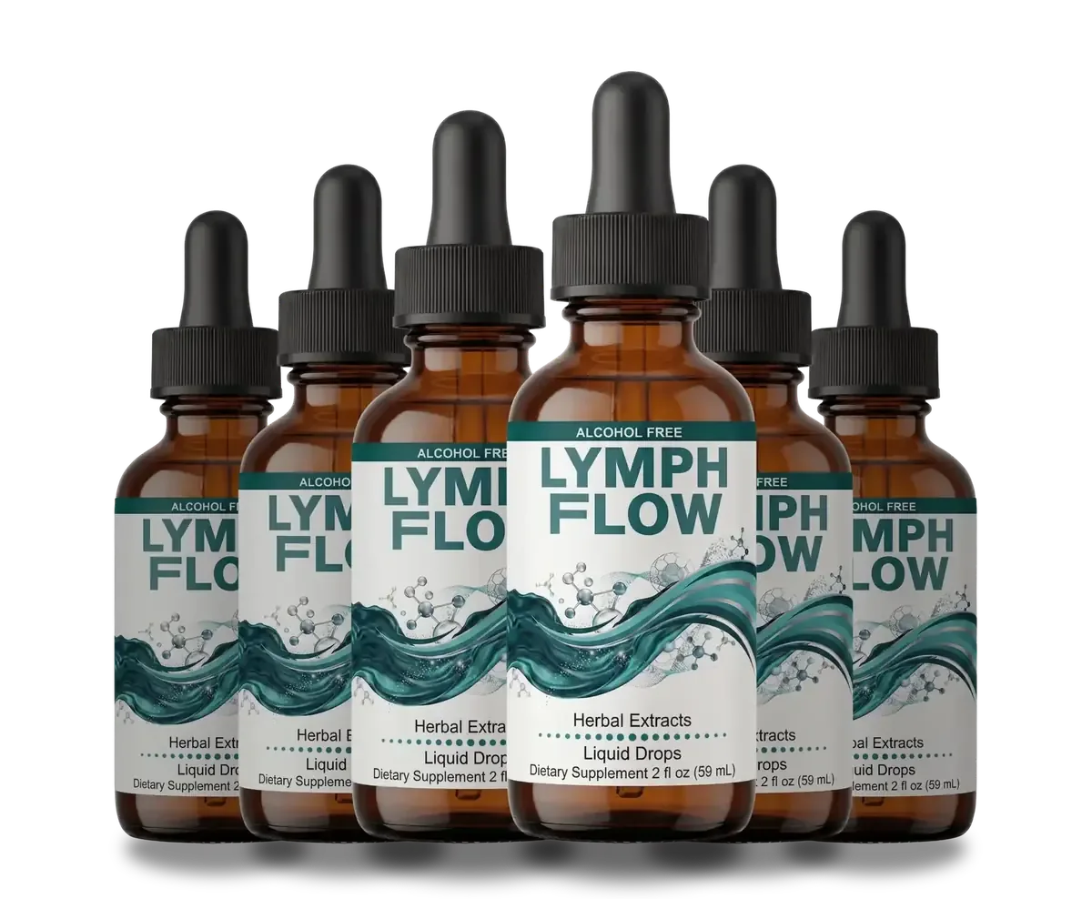 Six Lymph Flow bottles.
