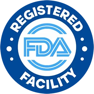 FDA facility certification mark, as supplied with the product.
